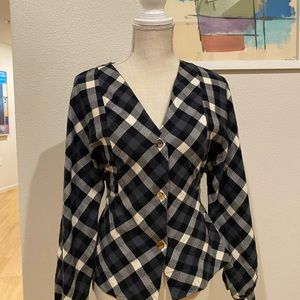 Zara plaid top blouse